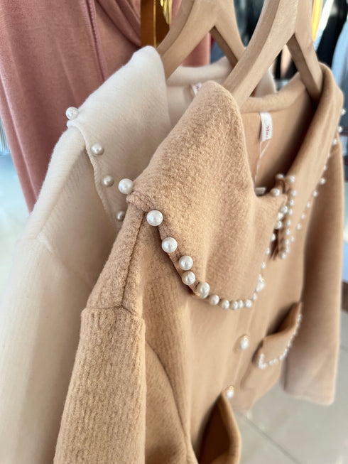 Pearl Decor Peter Pan Collar Cardigan